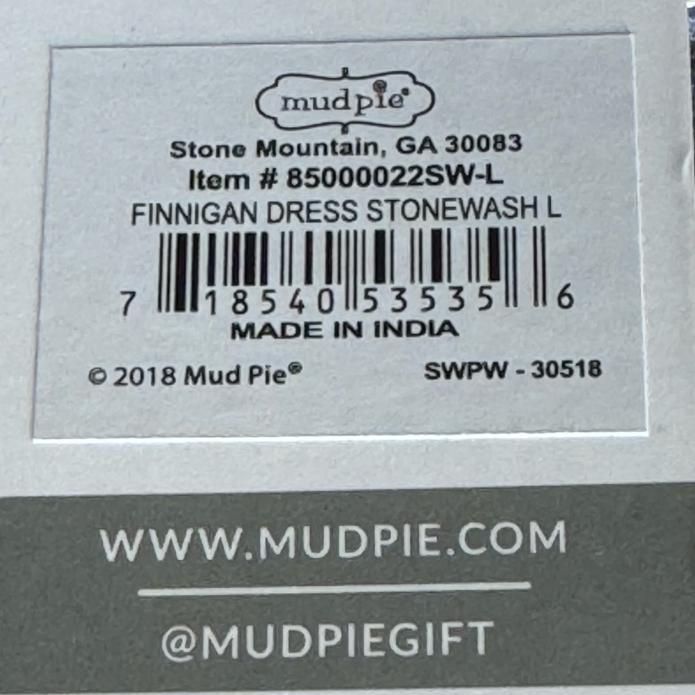 NWT Mud Pie Finnegan Ric Rac Dress in Stonewash Blue Sz L - Picture 14 of 16